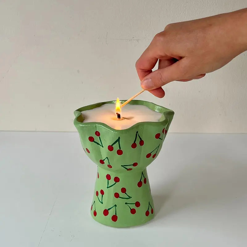 Halloween cherry-themed candle with Sculpd Candle Making Kit