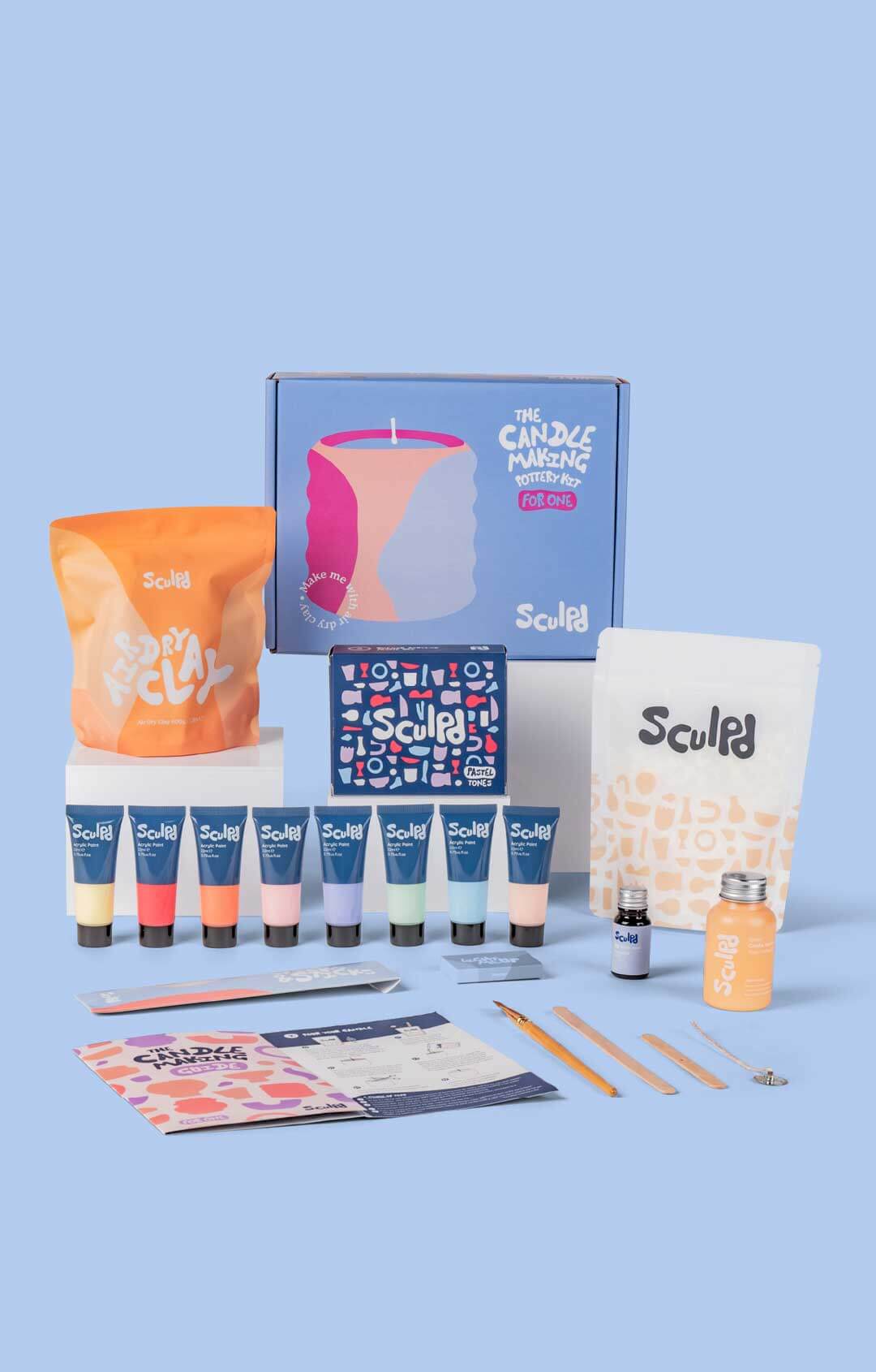 Sculpd Candle Making Kit for One with Pastel Tones Paint Set 