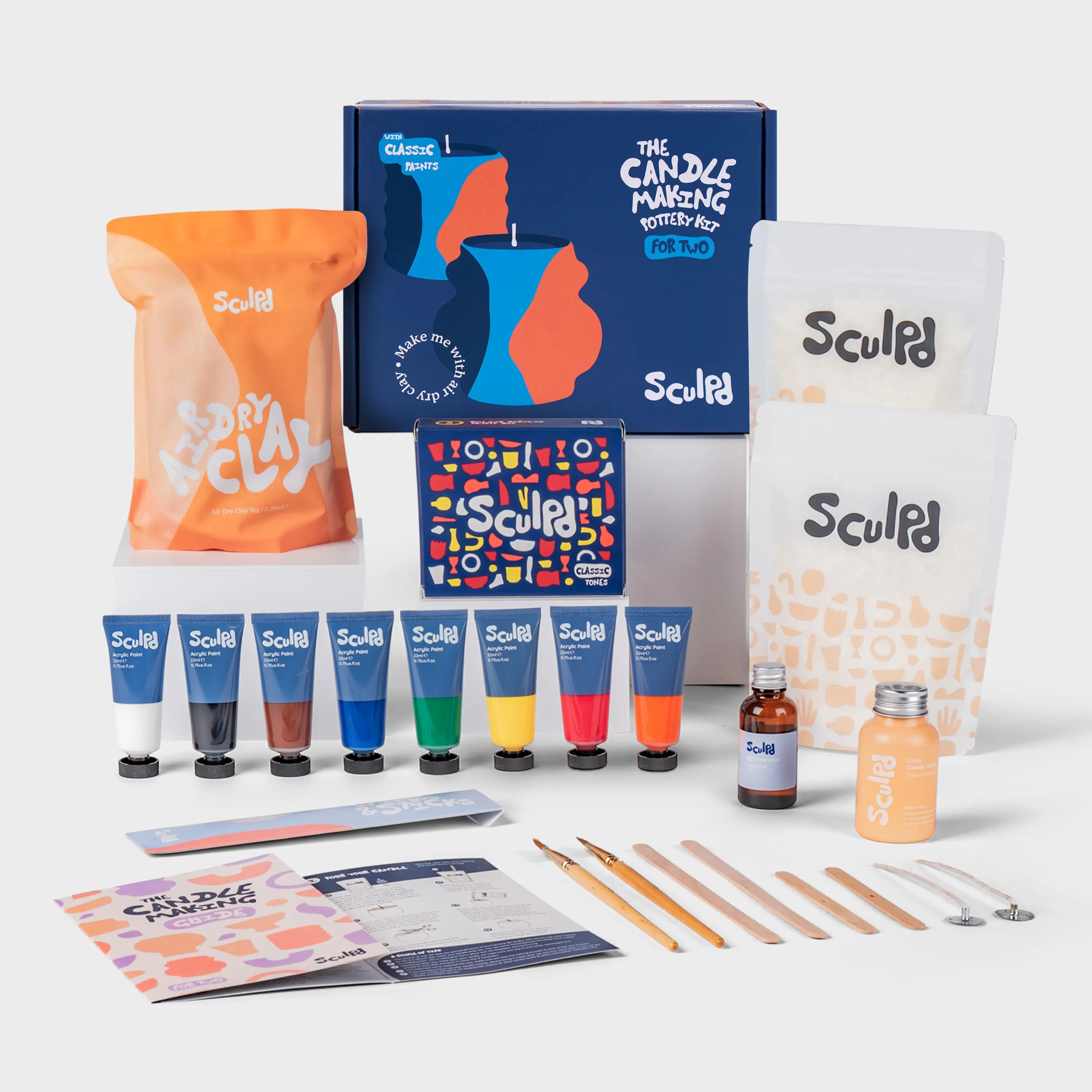 Candle Kit for Two in a Dark Blue Box with Classic Paints
