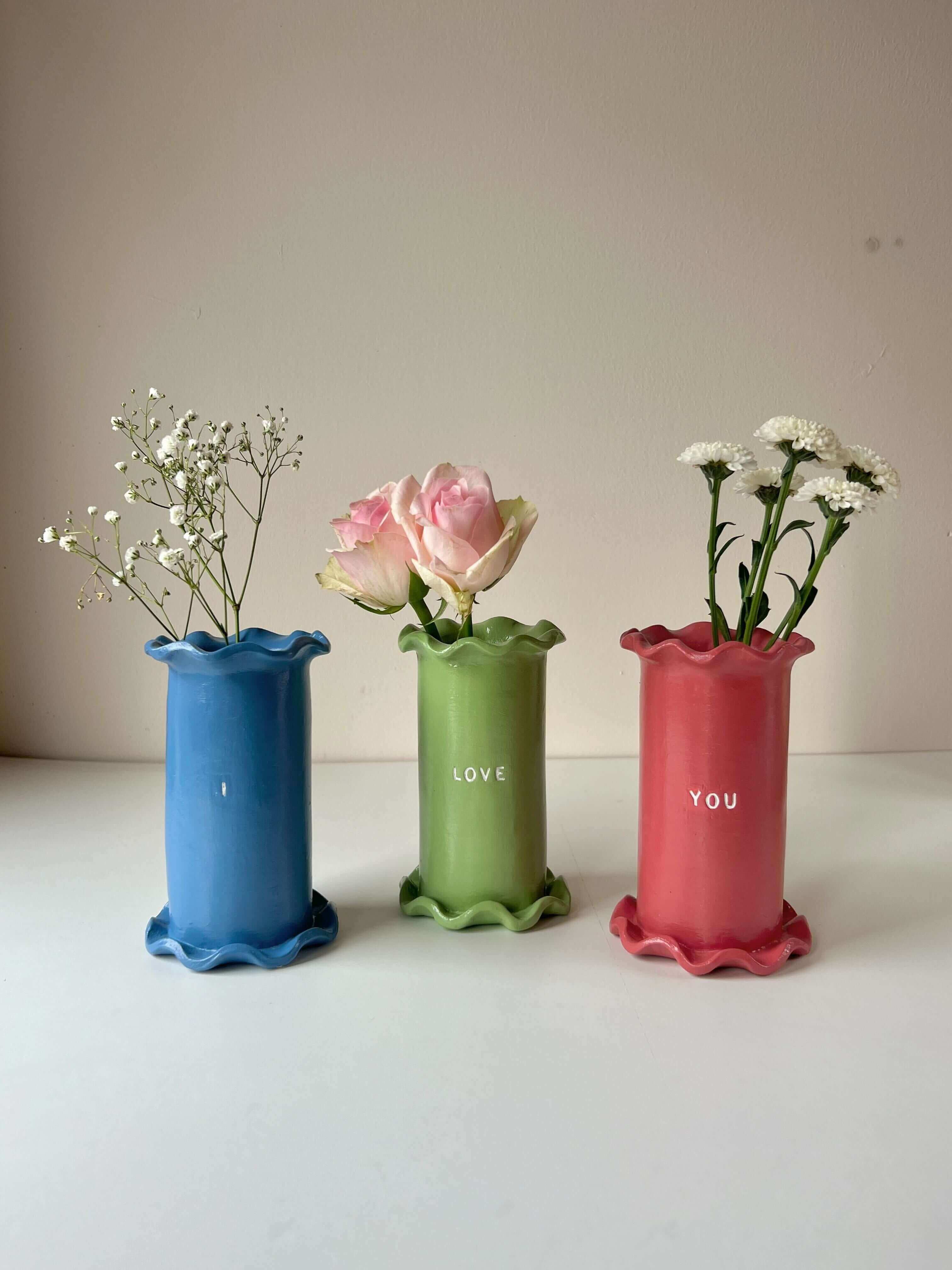 Love bud vases pottery DIY kit