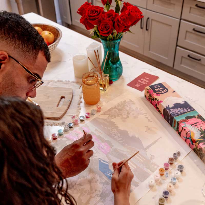 Painting date night with Paint by numbers mount fuji kit