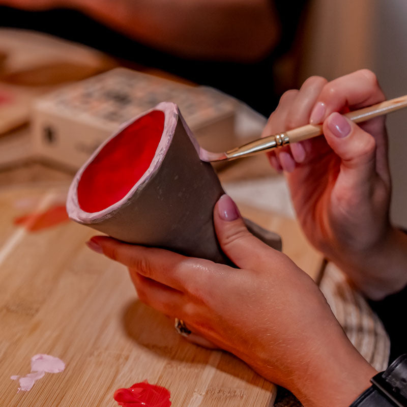 Sculpd Candle Making Kit Pot being hand-painted