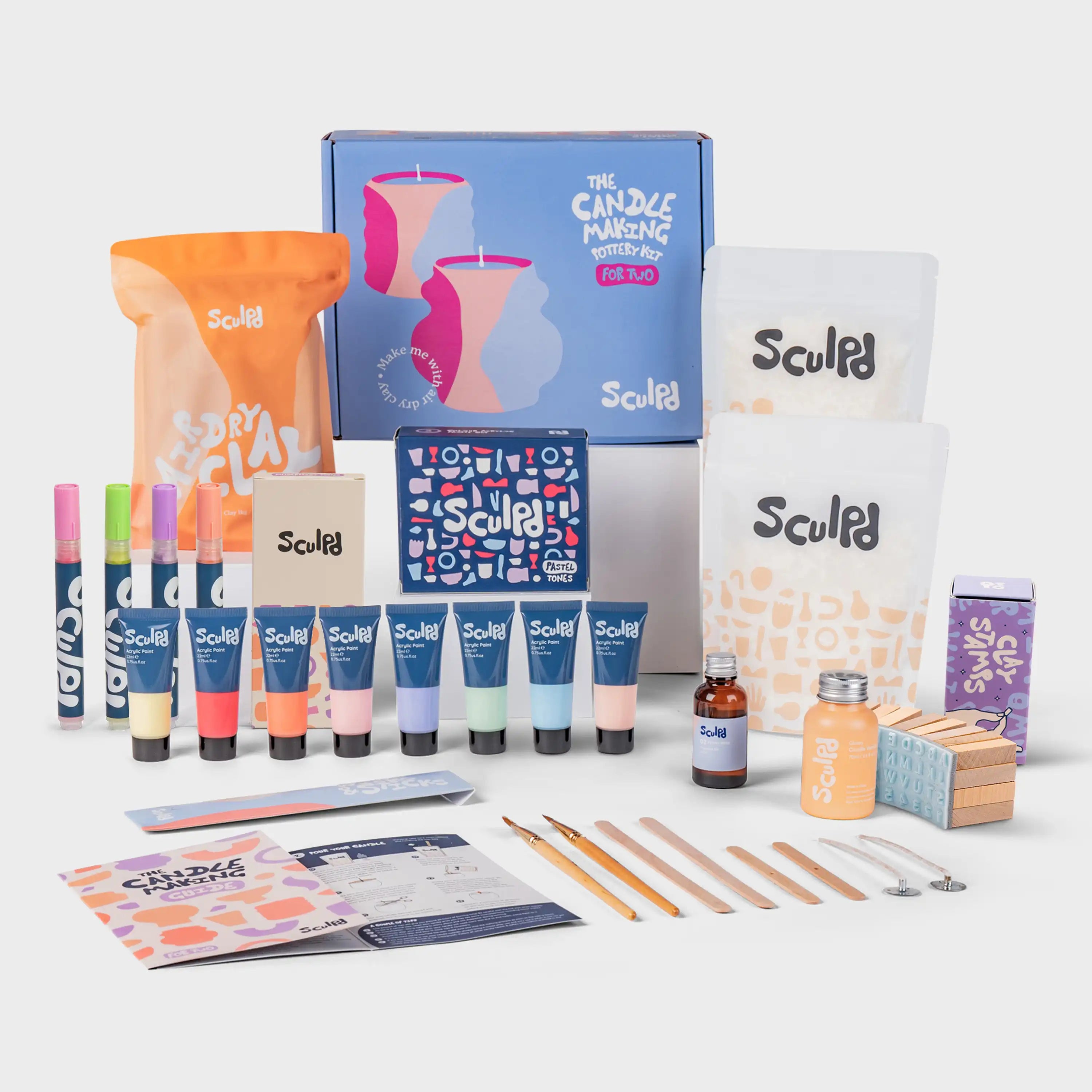 Ultimate candle bundle Pastel tones with Modernist pens and clay stamp