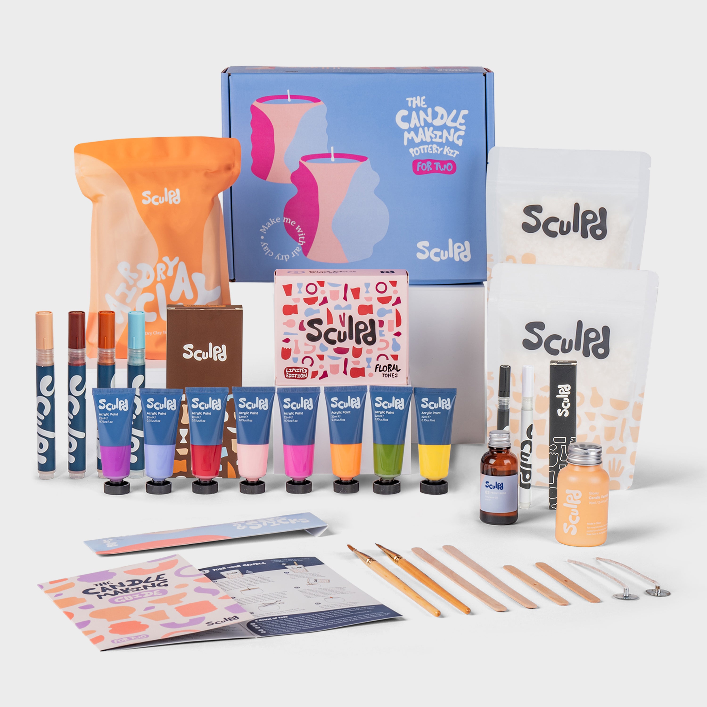 Sculpd ultimate candle bundle with floral paints, Terracotta pens and fine tip pens set