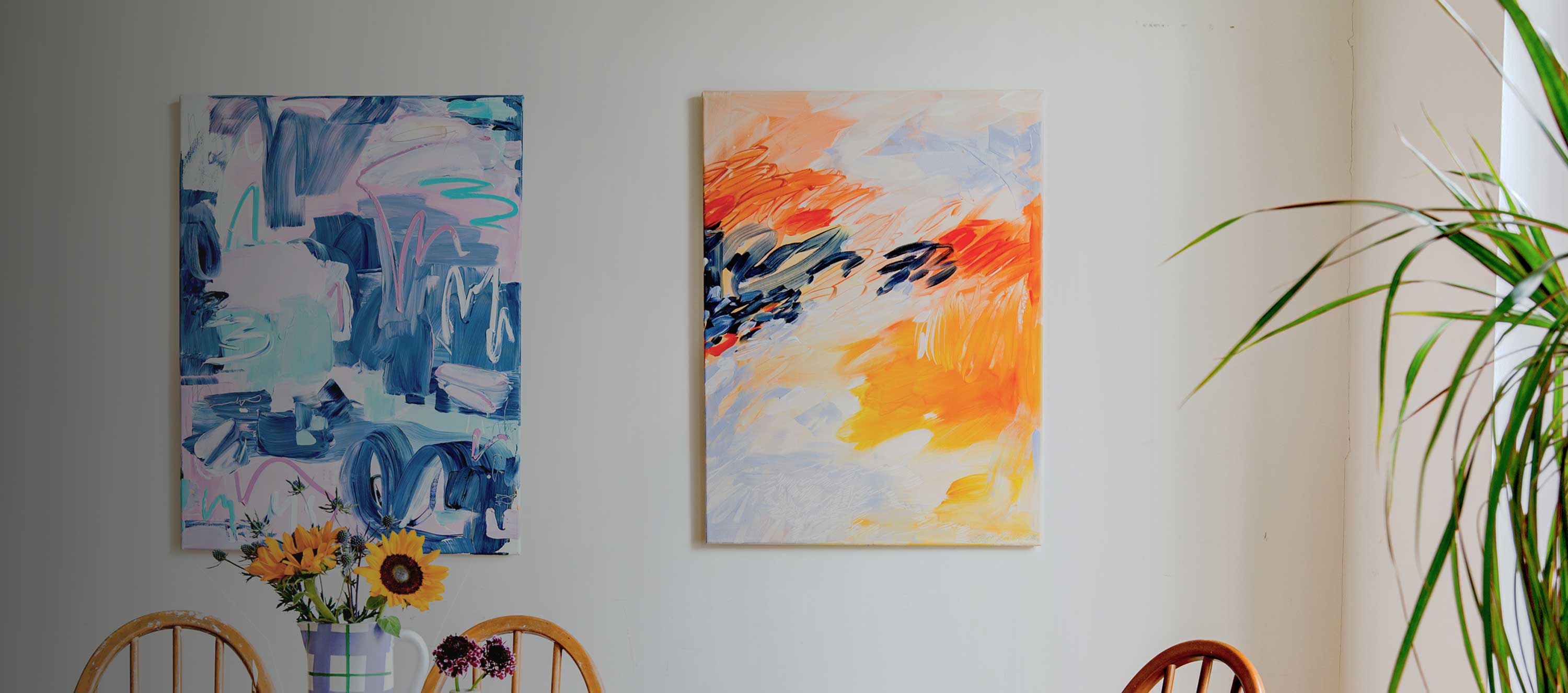 Abstract Painting made using Sculpd Canvas Painting Kit displayed on a wall