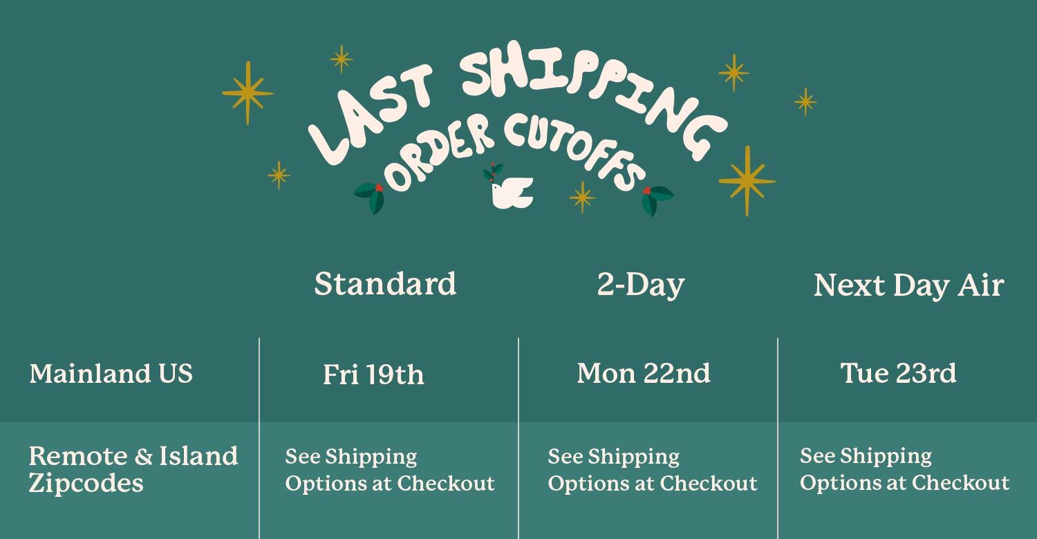 2025 US Last order shipping dates